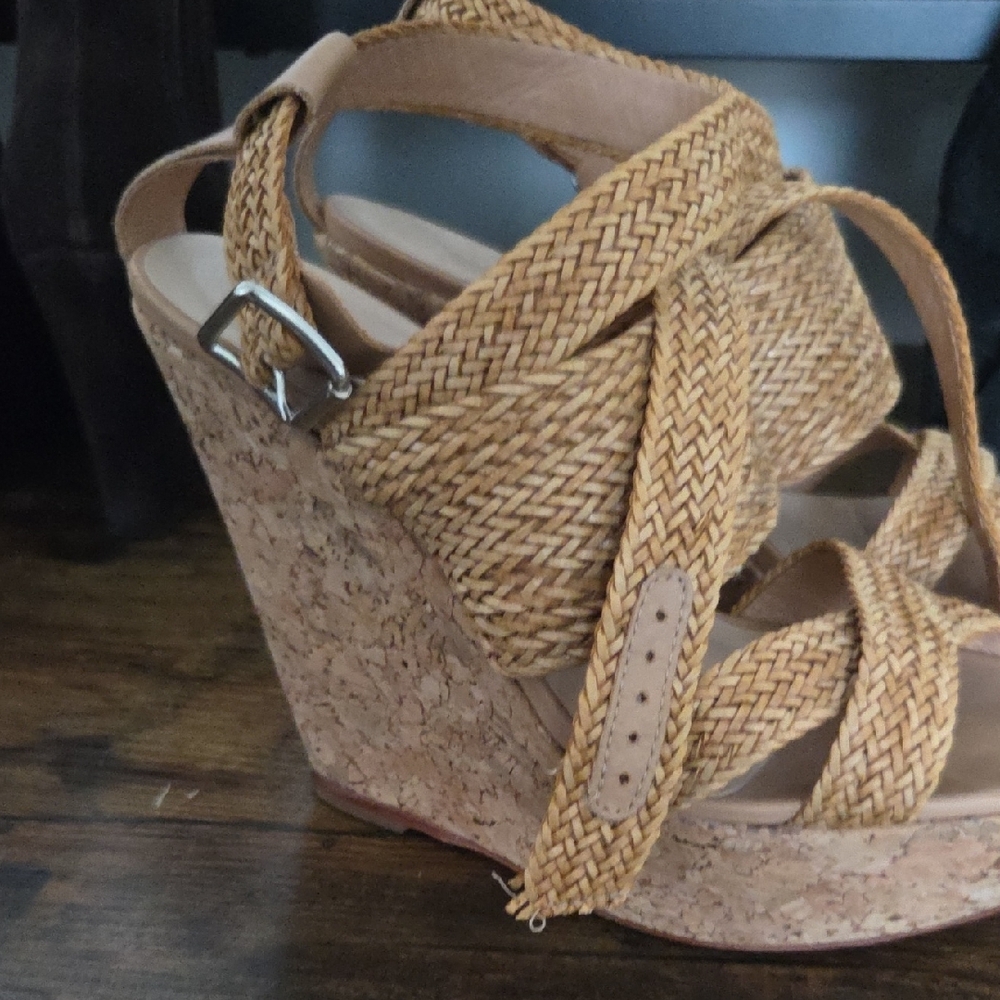 Loeffler Randall Tan Wedges with Braided Straps